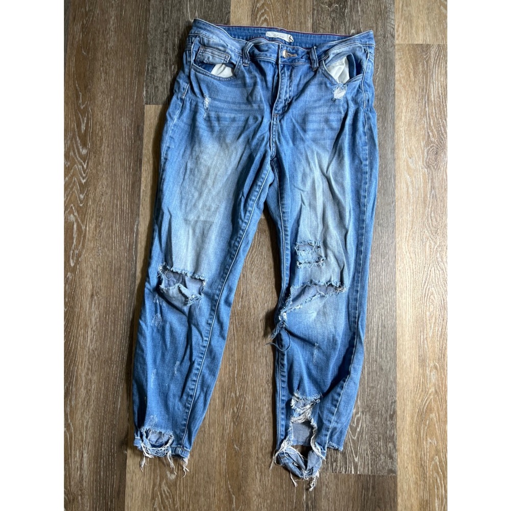 Cello Jeans Distressed Denim Women Size 15 Blue Ripped‎ Frayed Hem Streetwear
